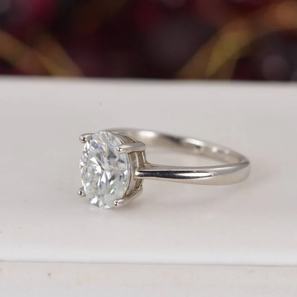 Certified 2.0ct Oval Cut Moissanite Engagement Ring sz 6